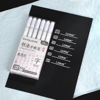 JIANWU 6 Pcs/set Stackable Calligraphy Hand-painted Watercolor Marker Pen Write Smoothly Creative Student Supplies Stationery