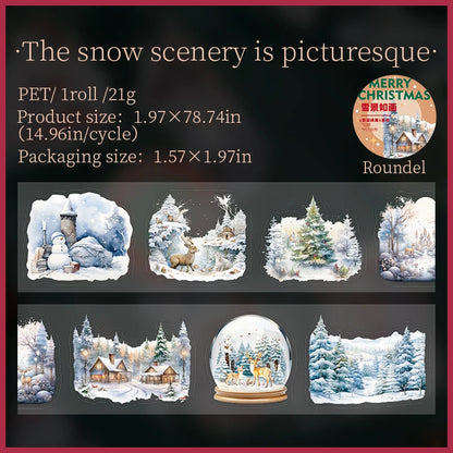 JIANQI 50mm*2m Transparent PET Christmas Tapes DIY Scrapbooking Decor Photo Album Collage Journalling Materials Stickers