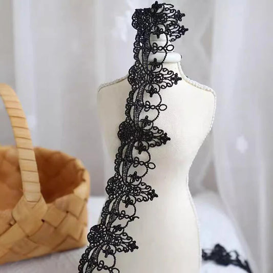 1Yard Cotton Embroidered Flowers Lace Material Ribbon DIY Collar Neckline Trim Sewing Garment Accessories 5cm Wide
