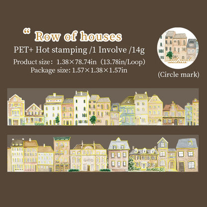 JIANQI 40mm*2m PET Tapes Rural houses DIY Scrapbooking Decor Photo Album Collage Junk Journal Materials Aesthetics Stickers