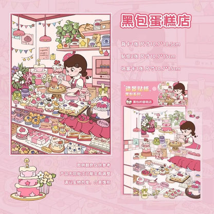 JIANQI Girl's shop Cabin Scene DIY Sticker Highly Playable Sticker Stacking Pasting Festival Birthday Gift for Kid Child