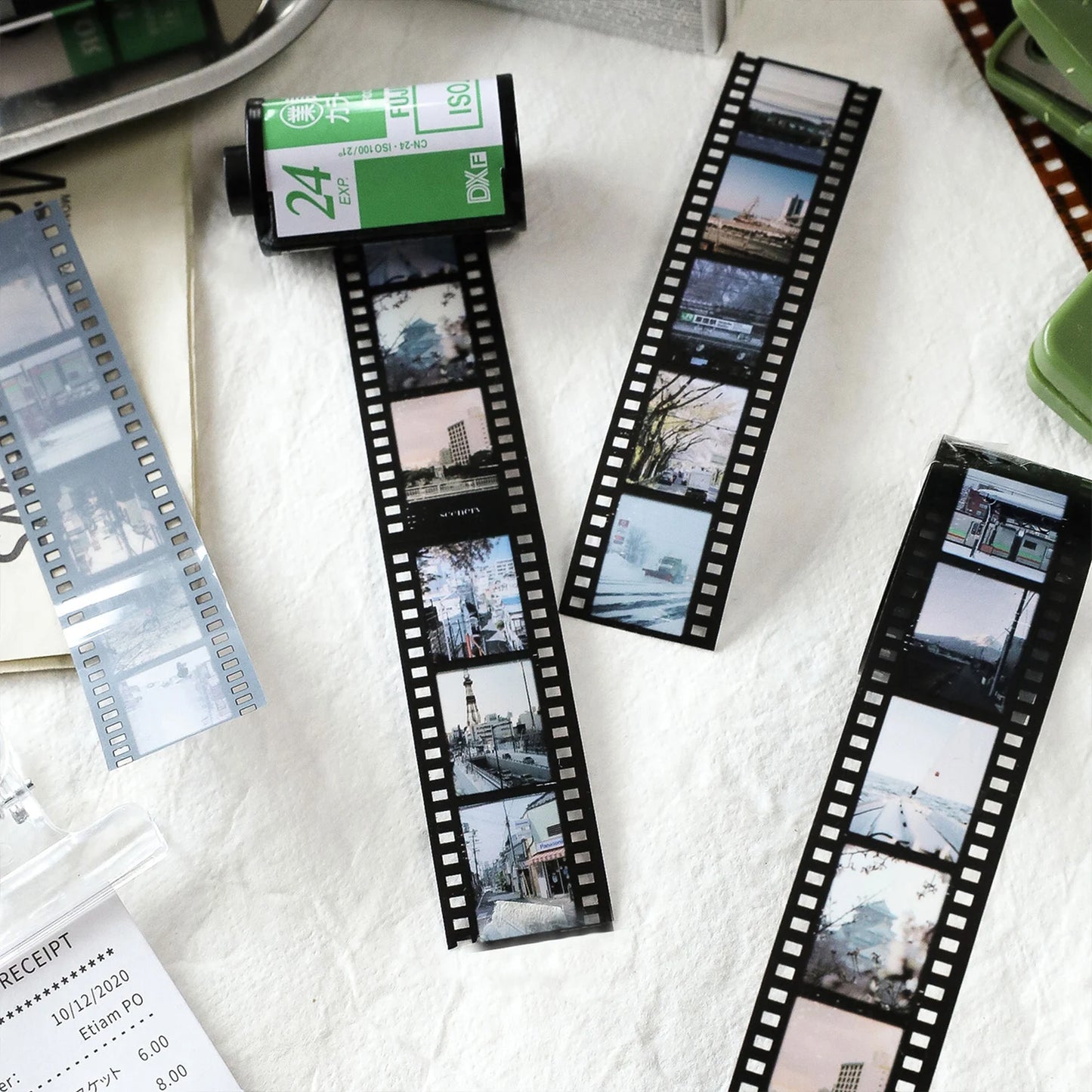 JIANQI 25mm*2m Retro Film Theme PET Tapes DIY Scrapbooking Collage Stationery Decor Journalling Materials Ins Adhesive Tapes