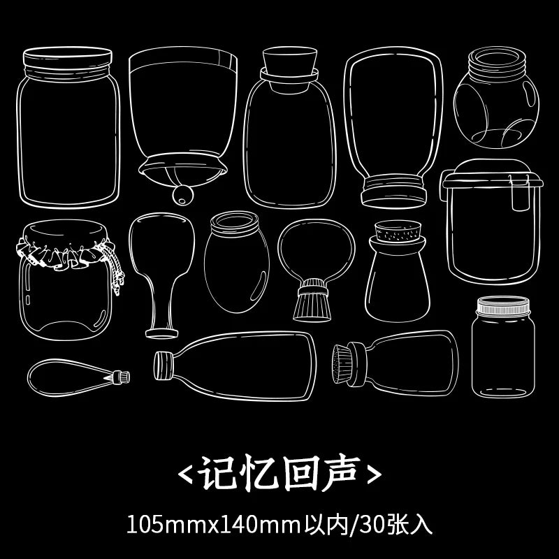 JIANQI 30 sheets Glass Bottle Shape Sticker Scrapbooking Art DIY Crafts Transparent Dried Flower Bookmarks Decor scrapbooking
