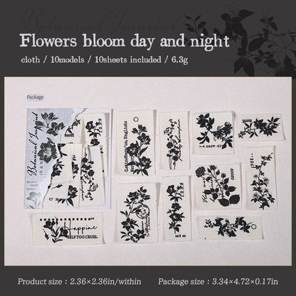 10pcs Botany Imprint Series Plant Theme Fabric Material Handmade Booklet DIY Decoration Collage material Scrapbook supplies