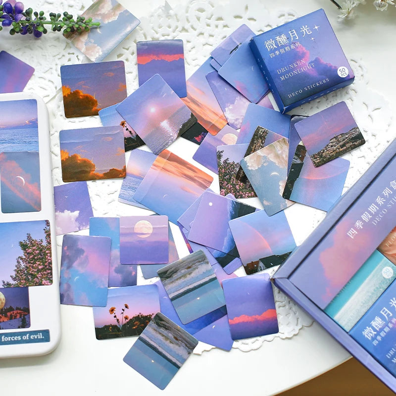 JIANQI 300pcs/boxed Cute Stickers Film Paper Junk Journal Art Collage DIY Photo Album DIY Craft Scrapbooking School Supplies