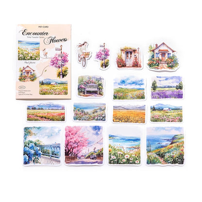 JIANQI 30 sheets Travel scenery Themed DIY Decorative Stickers Pack Decorative Stickers For Scrapbook Label Diary Album Planner