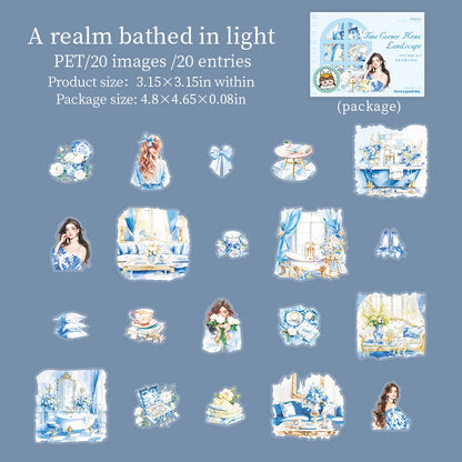 JIANQI 20pcs Home life Sticker Pack Decorative Junk Journal DIY Scrapbooking Supplies Collage Stationery Stickers