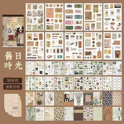JIANQI 50 pcs Material Paper Sticker Sets Diy Scrapbooking junk journal Hand made Planner Collage material Craft Supplies