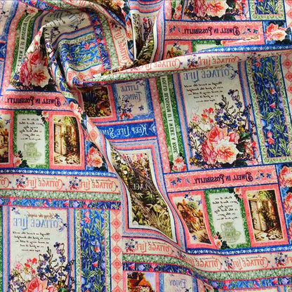 Newspaper Fabric Map Retro Vintage Digital Printed for Handmade DIY Sewing Accessories