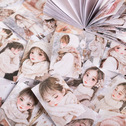 JIANQI 50 pcs Romantic girl Stickers book Old Adhesive Diy Scrapbooking Diary Album accessories Diy junk journal supplies