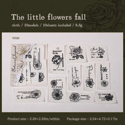 10pcs Botany Imprint Series Plant Theme Fabric Material Handmade Booklet DIY Decoration Collage material Scrapbook supplies