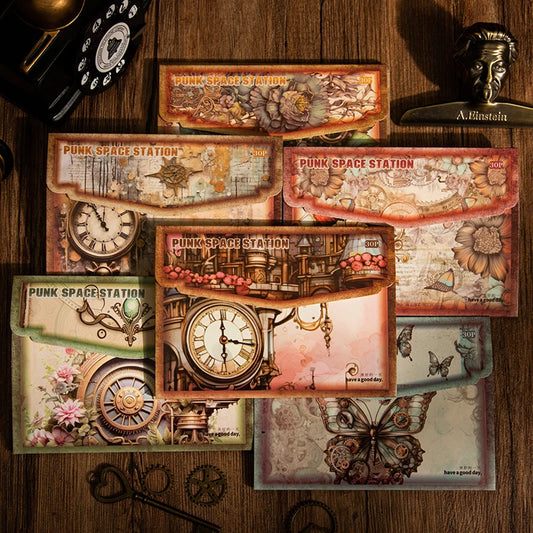JIANQI 30pcs Vintage Mechanical Style material paper Decorative Diary Album Junk Journal Supplies for hand made Background paper