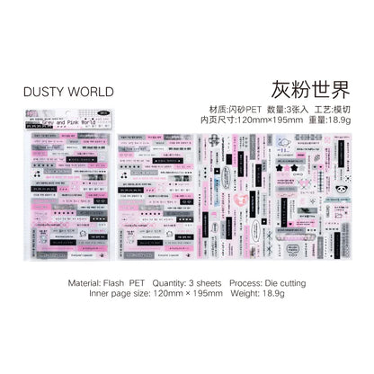JIANQI 3 Sheets PET Korean phrases Stickers INS Decorative handmade Scrapbooking Material Diary Album Craft Supplies