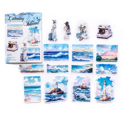 JIANQI 30 sheets Travel scenery Themed DIY Decorative Stickers Pack Decorative Stickers For Scrapbook Label Diary Album Planner