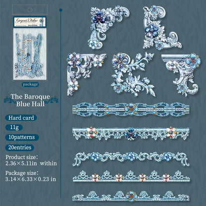 JIANQI 20pcs Strip Corner Sticker Pack baroque style Junk Journal DIY Scrapbooking School Supplies Collage Stationery Stickers