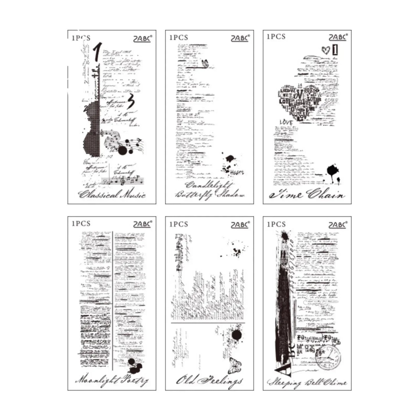JIANWU Time Poetry Series Vintage English Text Poetry Collection Material Wooden Stamp Creative Student Supplies Stationery