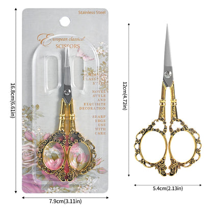 4.67Inch Embroidery Sewing Scissor Retro-style Stainless Steel Peacock Needlework Sewing Scissors for Paper Fabric Cutting Craft