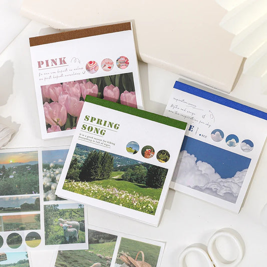 JIANQI 40pcs/pack Aesthetics Decor Stickers Book DIY Scrapbooking Supplies Album Creative Stationery Already Cut Ins Stickers