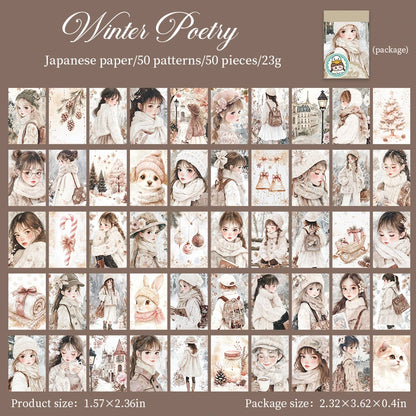 JIANQI 50 pcs Romantic girl Stickers book Old Adhesive Diy Scrapbooking Diary Album accessories Diy junk journal supplies
