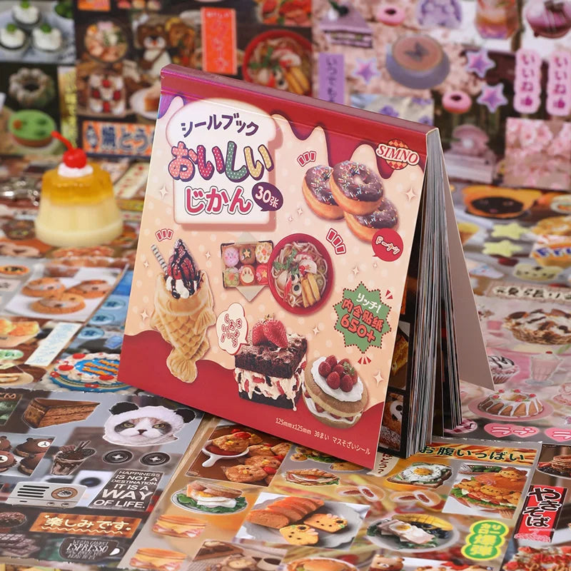 JIANQI 30 Sheets PET Die cut Stickers book Japanese cuisine Decorative handmade Scrapbooking Material Diary Album Craft Supplies
