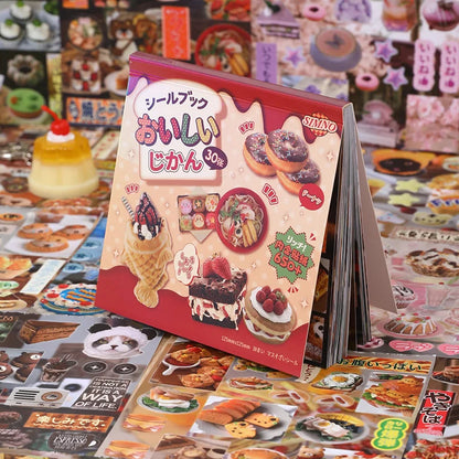JIANQI 30 Sheets PET Die cut Stickers book Japanese cuisine Decorative handmade Scrapbooking Material Diary Album Craft Supplies