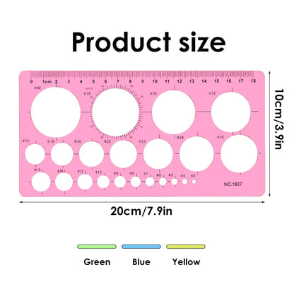 1Pcs 18cm Drawing Stencil Mechanical Ruler DIY Quilling Ruler Rulers Round Template Circle Size Template Ellipse Drafting