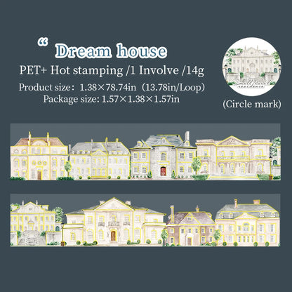 JIANQI 40mm*2m PET Tapes Rural houses DIY Scrapbooking Decor Photo Album Collage Junk Journal Materials Aesthetics Stickers