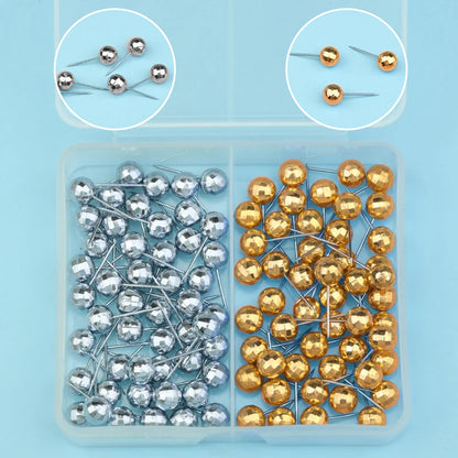 Portable DIY Round Metal Positioning Fixing Head Pins Needle DIY Clothing Sewing Crafts Accessories Bead Pin with Storage Box