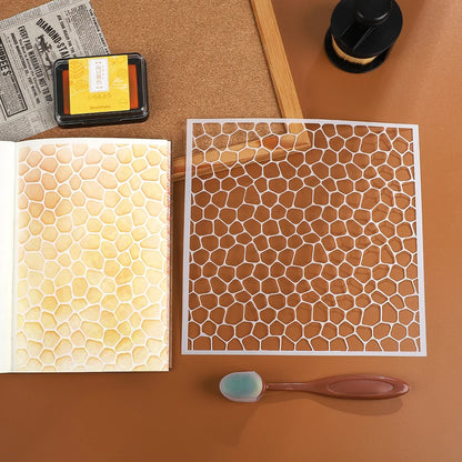JIANWU Red Brick Honeycomb Fish Scale Graphic Plastic Masking Panel Material Stamp Creative DIY Student Supplies Stationery