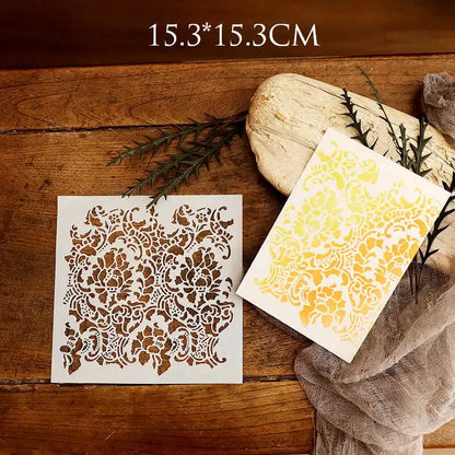 JIANWU Vintage Hollow Plant Flower Material Carved Plastic Plate Stencils Creative DIY Junk Journal Student Supplies Stationery