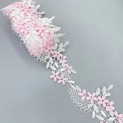 1 Yard Fine Line Pink Blue Water Soluble Embroidery Lace DIY Clothing Accessories
