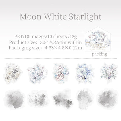 JIANQI 10pcs/pack PET Flower Stickers Smudging Collage Scrapbooking Decor Junk Journal Stationery DIY Flowers Sticker Pack