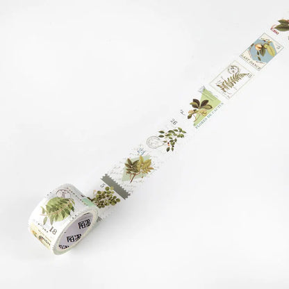 JIANQI Vintage Stamp Plant Washi Tape Stick Labels Paper Stickers Masking tape DIY Scrapbooking Material Craft Supplies