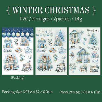 JIANQI 2pcs/pack pvc Stickers Christmas Party Creative Waterproof Adhesive DIY Hand Made Collage Junk Journal Scrapbook Supplies