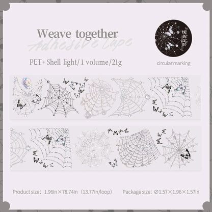 JIANQI 50mm*2m PET Fantasy Spider Web tape Sticker Decorative collage Adhesive Diy Scrapbooking hand made Masking tape