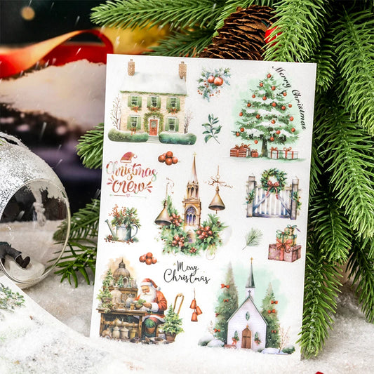 JIANQI 2pcs/pack pvc Stickers Christmas Party Creative Waterproof Adhesive DIY Hand Made Collage Junk Journal Scrapbook Supplies