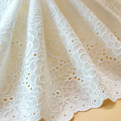 1Yard Cotton Lace Embroidery Flower Lace Ribbon Fabric DIY Garment Sewing Accessories 25CM Wide