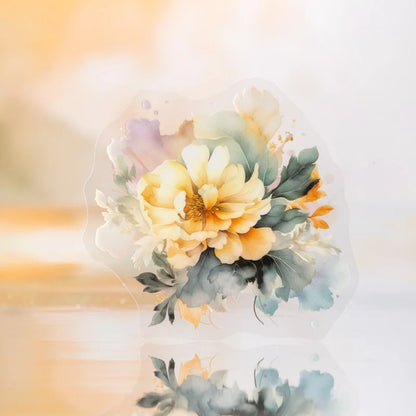 JIANQI 20 Pcs Watercolor flowers Stickers PET sticker package DIY diary decoration sticker album scrapbooking Junk Journal