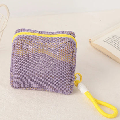 Small Capacity Key Bags Transparent Cosmetic Bag Square Mesh Storage Pouch Mini Zipper Coin Purse Mini Wash Bag Stationery Case