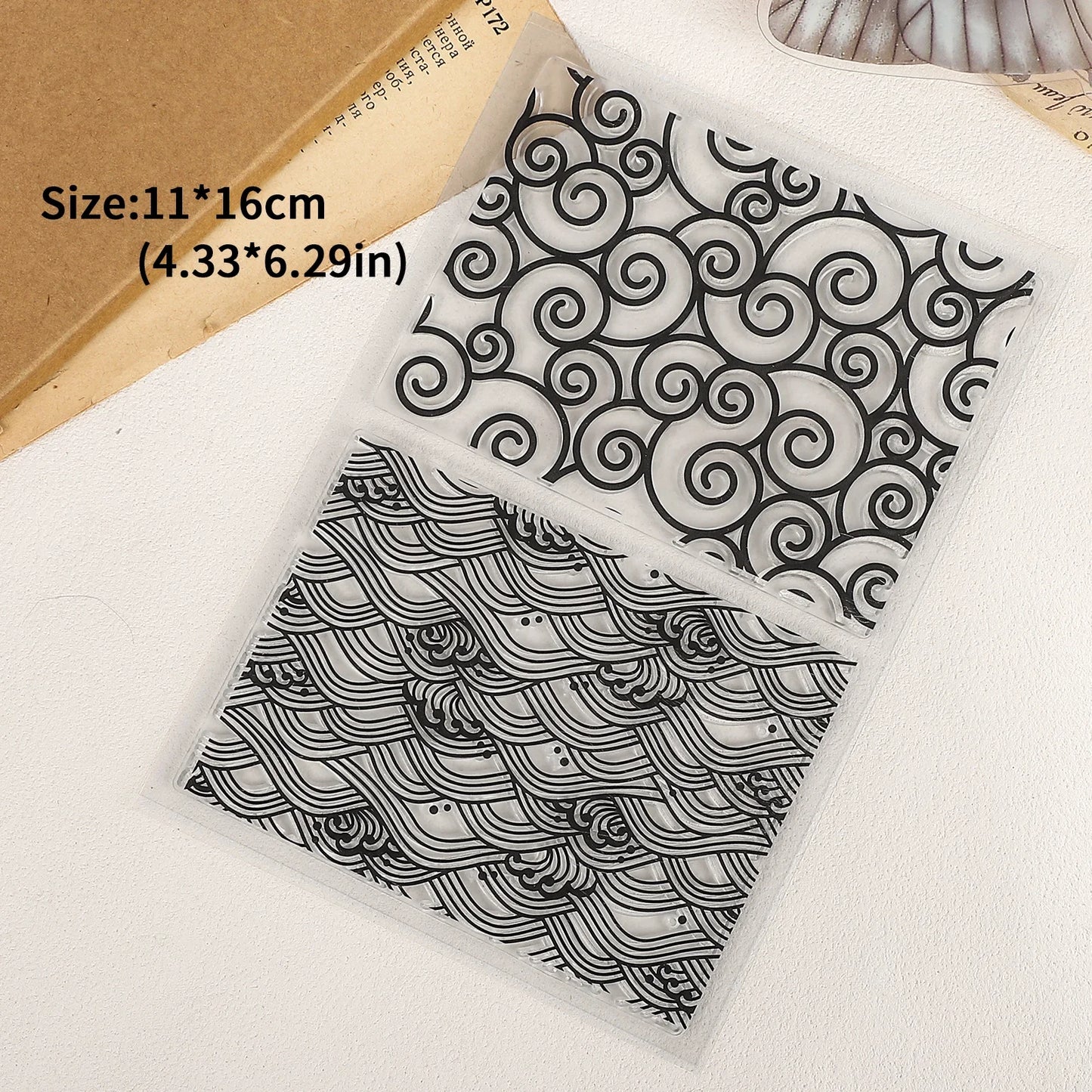 JIANWU Vintage Wave Lace Pattern Landscape Material Collage Silicone Stamp Creative DIY Journal Student Supplies Stationery