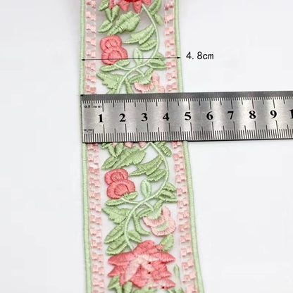 1 Yard Ribbon Flower Embroidered Lace Handmade DIY Clothes Lace Fabric Accessories  4.6CM Width