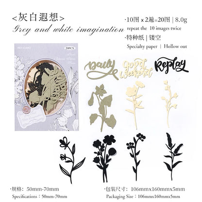 JIANQI 20 pcs INS Material paper Plant flowers Decor paper Hollow Card Collage Material junk journal DIY hand made Craft paper