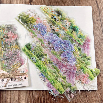 JIANQI 20pcs/pack European Retro Collage Strip Stickers DIY Collage Decoration Album junk journal Scrapbook PET Stickers