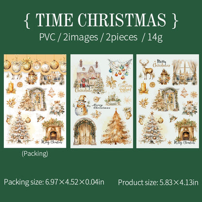 JIANQI 2pcs/pack pvc Stickers Christmas Party Creative Waterproof Adhesive DIY Hand Made Collage Junk Journal Scrapbook Supplies