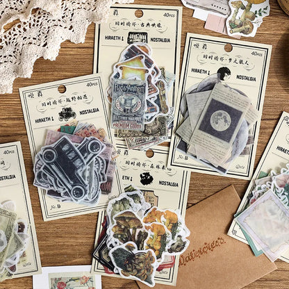 JIANQI 40pcs/pack Vintage Washi Paper Stickers Kit for DIY Scrapbooking Art Collage Album Creative Stationery Craft Stickers