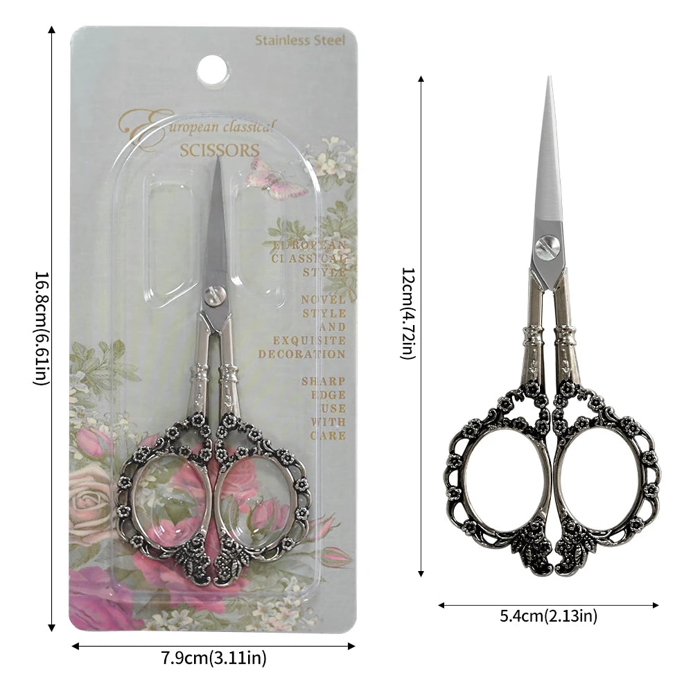 4.67Inch Embroidery Sewing Scissor Retro-style Stainless Steel Peacock Needlework Sewing Scissors for Paper Fabric Cutting Craft