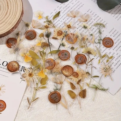 JIANQI 40 pcs Dried Flower Collection Record PET Stickers Decorative handmade Scrapbooking Material Diary Album Craft Supplies