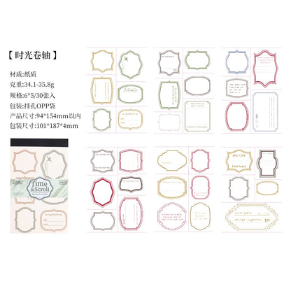 JIANQI 30 pcs INS Removable border memo pad Planner Decorative material paper Stationery Craft Supplies