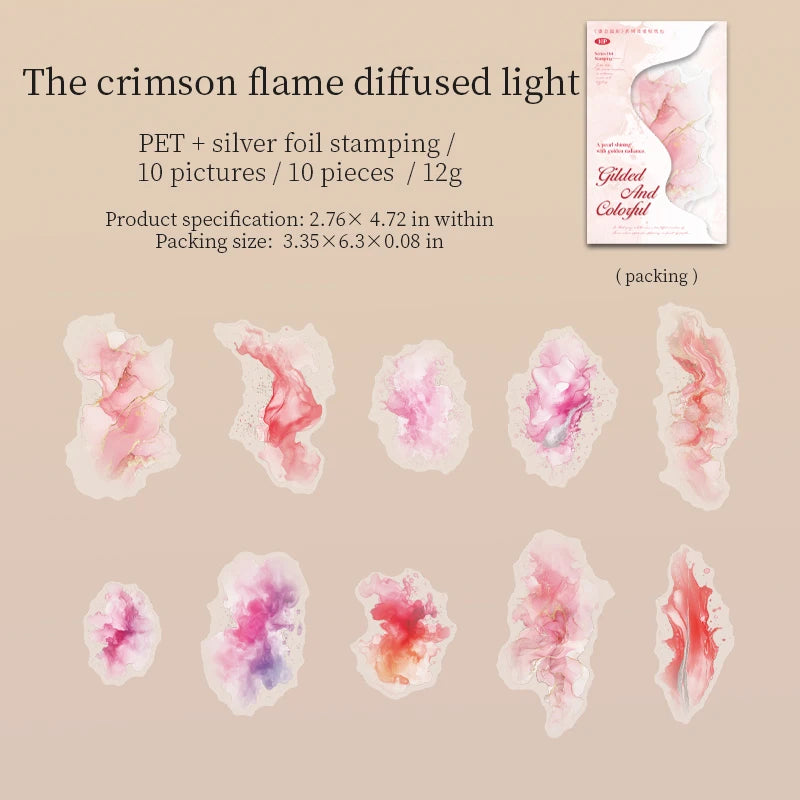 JIANQI 10pcs Hot stamping flower stickers PET Materials Collage Junk Journal DIY Scrapbooking Supplies Aesthetics Decor Sticker
