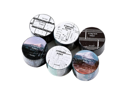 JIANQI 25mm*2m Retro Film Theme PET Tapes DIY Scrapbooking Collage Stationery Decor Journalling Materials Ins Adhesive Tapes